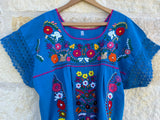 Turquoise Fiesta Puebla Blouse XL