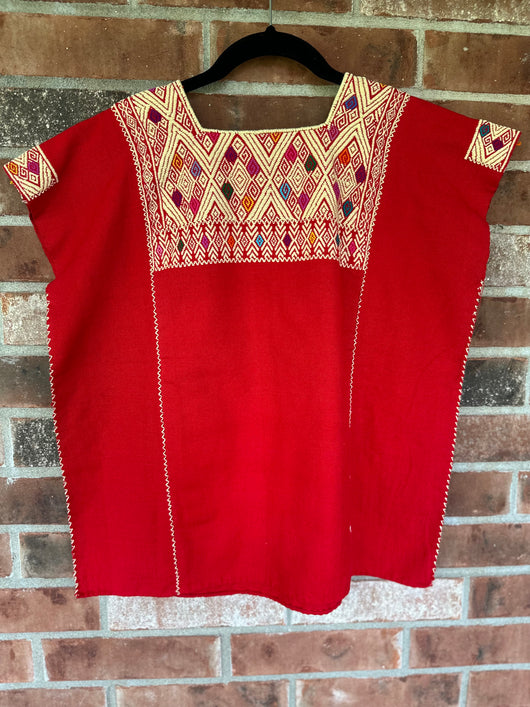 Red and Beige San Andres Huipil