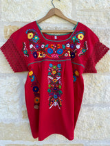 Red Fiesta Puebla Blouse L