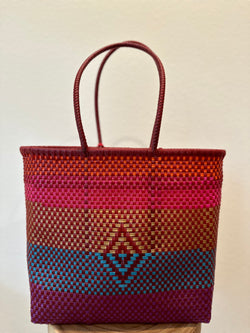 Maroon, Magenta, Teal and Gold Woven Tote