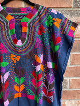 Navy Short Sleeve Multicolor Blusa de Maíz L/XL