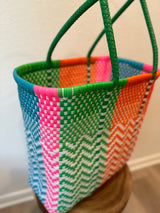 Pink, Green, Orange and Turquoise Woven Tote