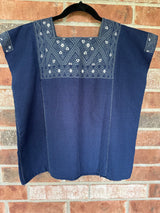 Navy and Charcoal San Andres Huipil