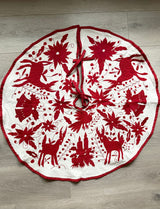 Red and Off-White Otomí Tree Skirt