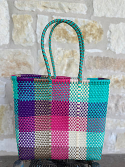 Pink, Purple, Turquoise and Gold Woven Tote