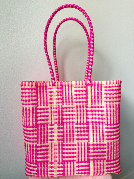 Pink and Cream Woven Tote