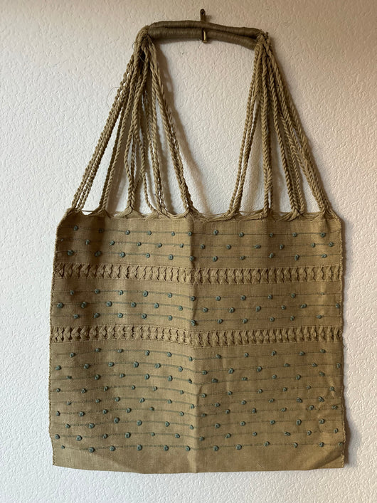 Tan  Loom Tote Bag