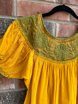 Short Sleeve Marigold and Green Floral Tia Top