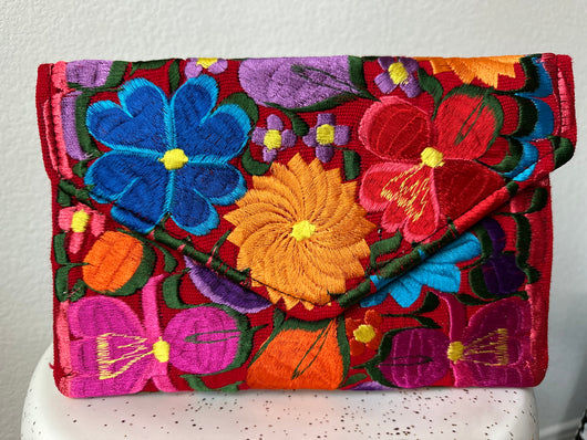 Red with Multicolor Frida Clutch