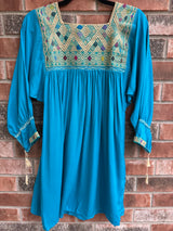 Turquoise and Cream San Andres Tunic