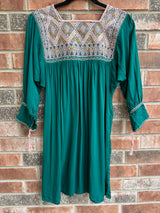 Emerald Green and Light Pink San Andres Tunic