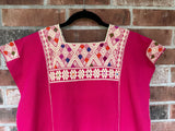 Magenta and Beige San Andres Huipil