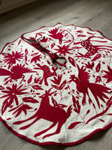 Red and Off-White Otomí Tree Skirt