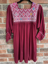 Maroon and White San Andres Tunic