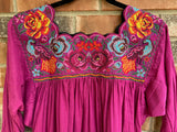 Fucshia Long Sleeve Blusa Punto de Cruz