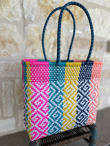 Pink, Orange, Navy and Turquoise Woven Tote