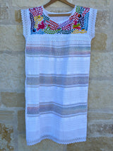 White with Multicolor Telar Dress