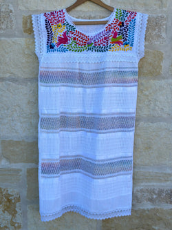 White with Multicolor Telar Dress