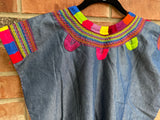 Chambray Short Sleeve Multicolor Blusa de Maíz