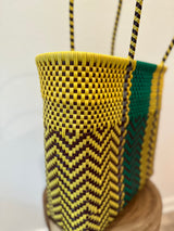 Green, Yellow and Black Woven Tote