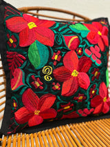 Black Poinsettia Pillow Case