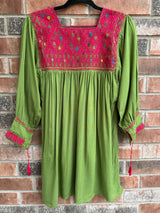 Bright Green and Magenta San Andres Tunic