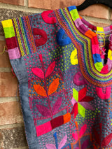 Chambray Short Sleeve Multicolor Blusa de Maíz