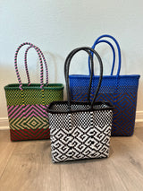 Black and White Woven Tote- The Mini Bag