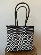 Black and White Woven Tote- The Mini Bag