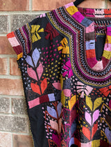 Black Short Sleeve Multicolor Blusa de Maíz L/XL