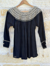 Black with Beige Tia Top