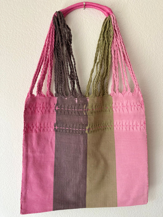 Pink, Plum, Sea Green Loom Tote Bag