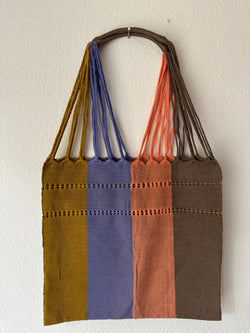 Lavender, Marigold, Orange and Brown Loom Tote Bag