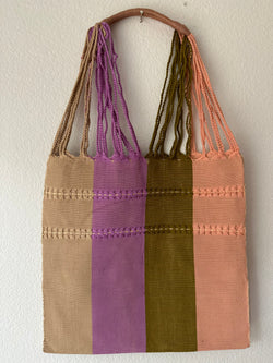 Beige, Pink, Brown and Peach Loom Tote Bag