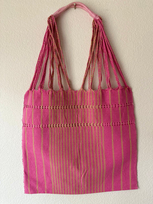 Pink and Beige Loom Tote Bag
