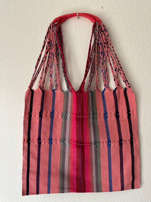 Pink with Multicolor Loom Tote Bag