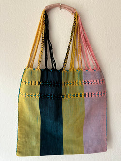 Yellow, Teal and Pink Loom Tote Bag
