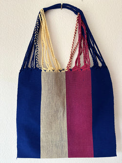 Blue, Cream and Magenta Loom Tote Bag