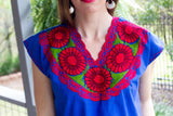 Blue with Red La Bohemia Blouse
