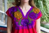 Red with Purple and Gold La Bohemia Blouse