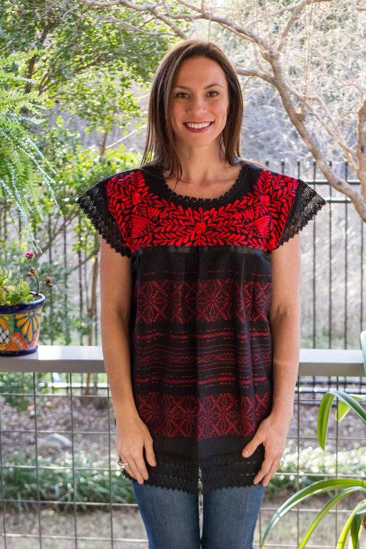 Black and Red Telar Blouse
