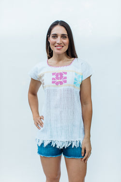 White Oaxaca Fringe Top