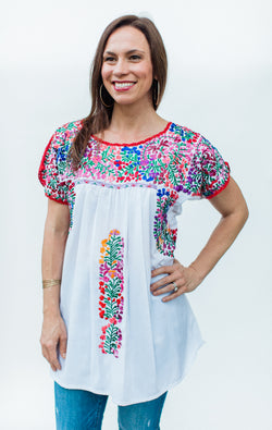White with Multicolor San Antonino Blouse