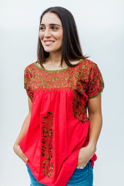 Red and Green San Antonino Blouse L/XL