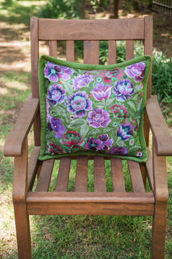 Green with Purple Frida Pillow Case