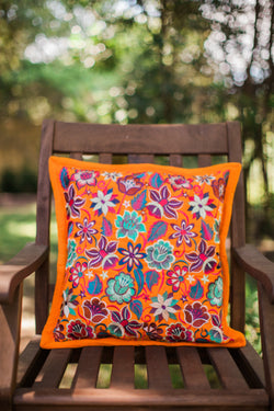 Orange with Multicolor Frida Pillow Case