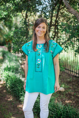 Teal Blusa de Verano