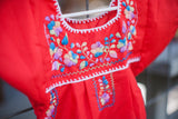 Red with Pastel Puebla Dress