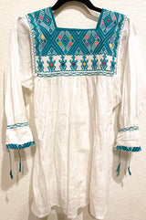 White with Turquoise San Andres Blouse