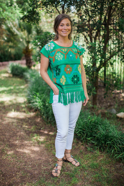 Green Oaxaca Fringe Top